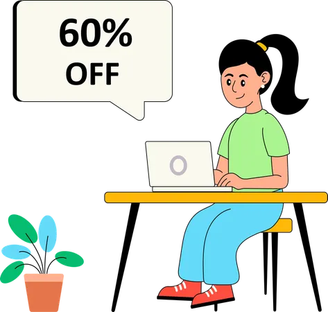 Girl doing shopping during online sale  Illustration