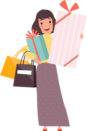 Girl doing shopping during sale  Illustration