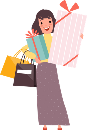 Girl doing shopping during sale  Illustration