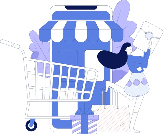 Girl doing shopping  Illustration