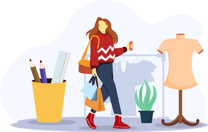 Girl doing shopping  Illustration