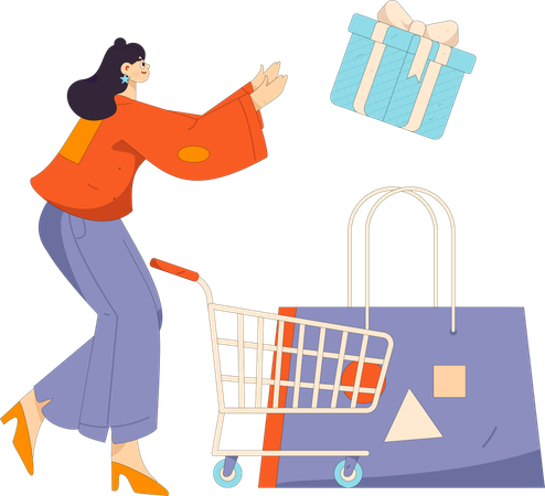 Girl doing shopping  Illustration