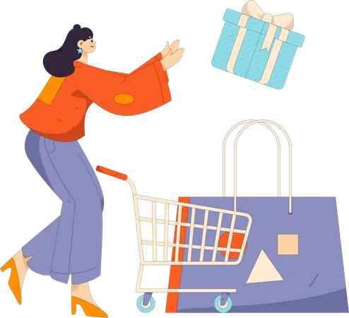 Girl doing shopping  Illustration