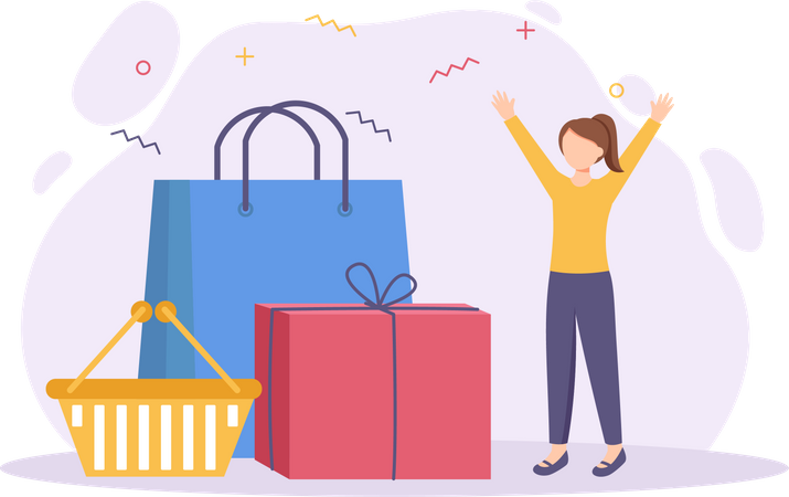 Girl doing shopping  Illustration