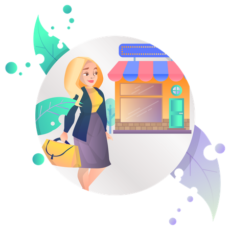 Girl doing Shopping  Illustration