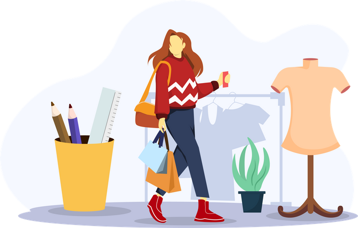 Girl doing shopping  Illustration