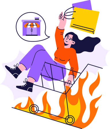 Girl doing shopping in hot sale  Illustration