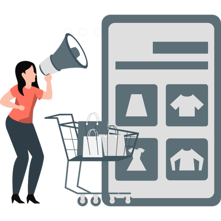 Girl doing shopping marketing  Illustration