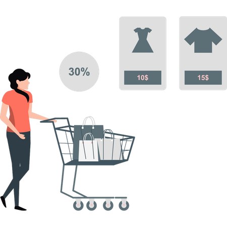 Girl doing shopping on discount  Illustration