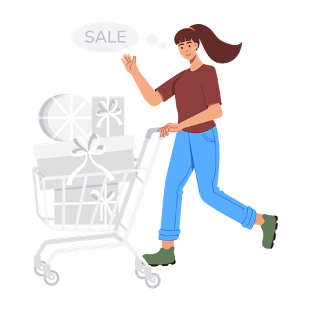 Girl doing shopping on sale  Illustration