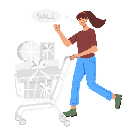 Girl doing shopping on sale  Illustration