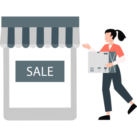 Girl doing shopping on sale  Illustration