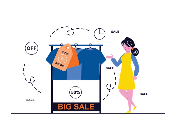 Girl doing shopping on sale  Illustration