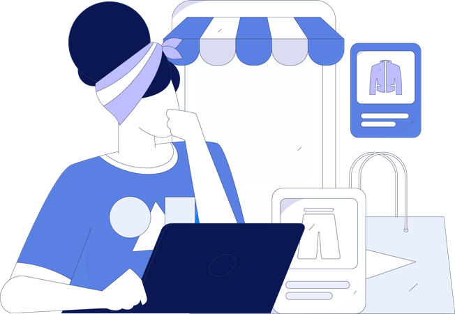 Girl doing shopping online by laptop  Illustration