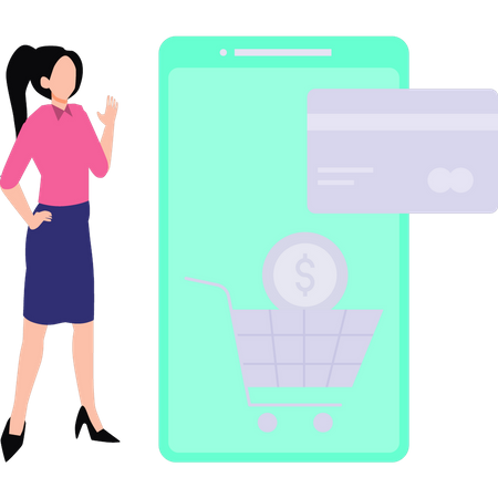 Girl doing shopping online  Illustration