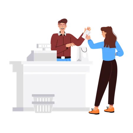 Girl doing shopping payment  Illustration