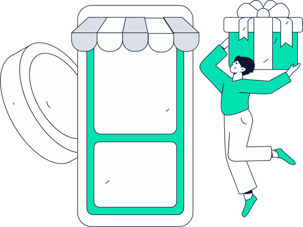 Girl doing shopping payment  Illustration