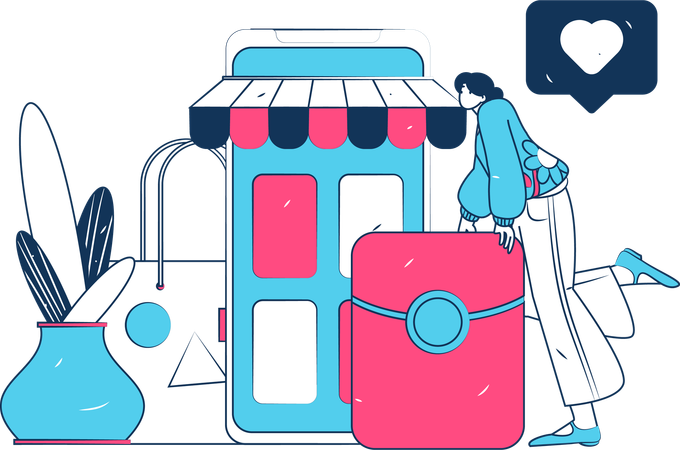 Girl doing shopping payment  Illustration