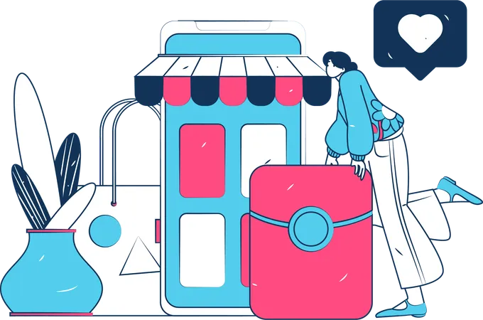 Girl doing shopping payment  Illustration