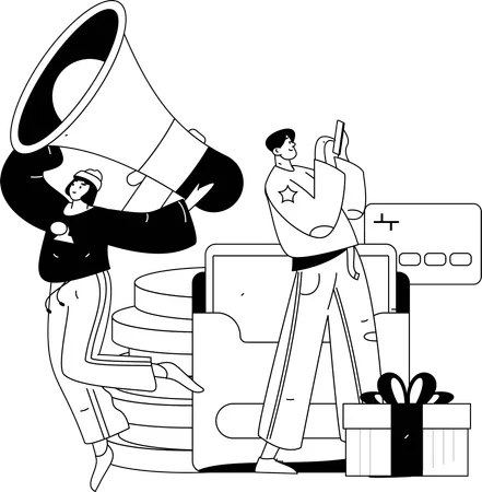 Girl doing shopping promotion  Illustration