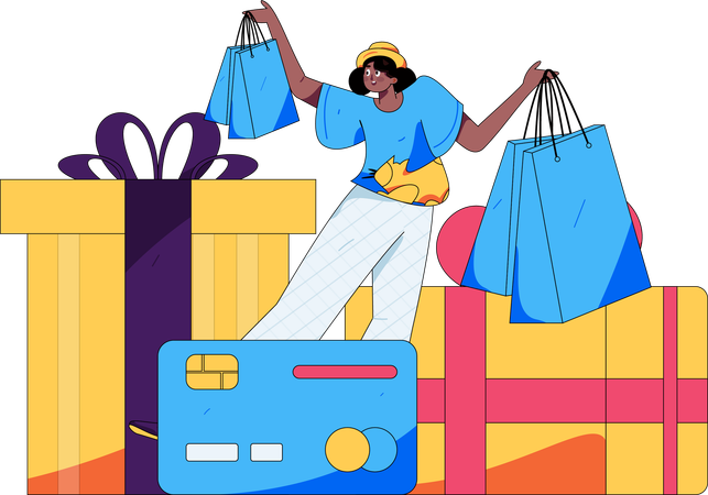 Girl doing shopping promotion  Illustration