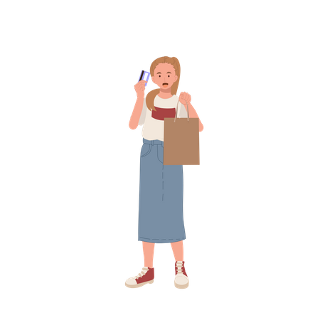 Girl doing shopping using card payment  Illustration