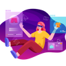 shopping using vr tech illustration free download