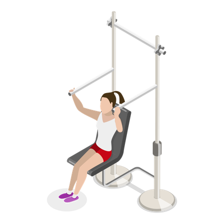 Girl doing shoulder exercise in gym  Illustration