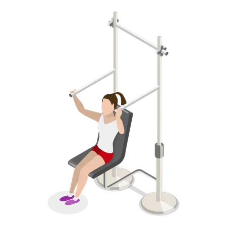 Girl doing shoulder exercise in gym  Illustration