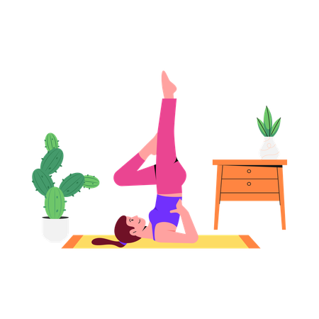 Girl Doing Shoulder Stand  Illustration