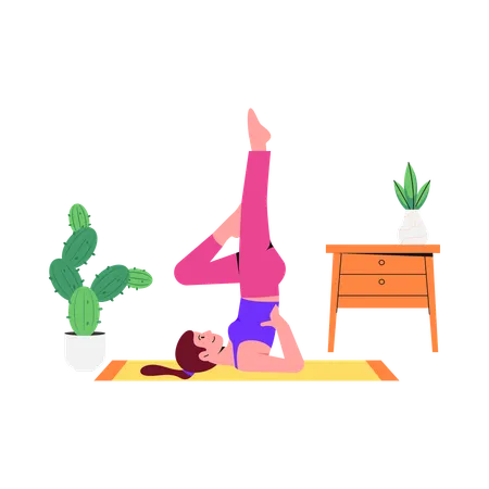 Girl Doing Shoulder Stand  Illustration