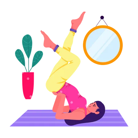 Girl doing Shoulder Stand  Illustration