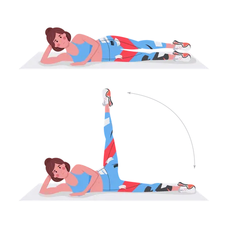 Girl doing Side Leg Raises  Illustration