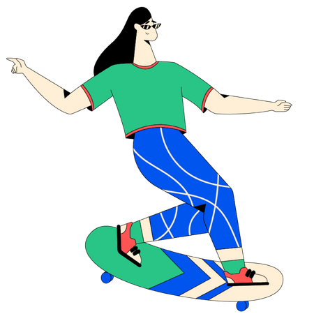 Girl doing skateboarding Illustration