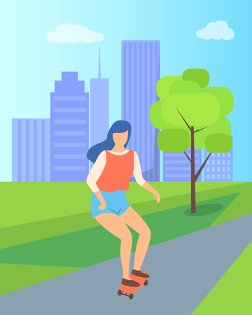 Girl doing skateboarding  Illustration