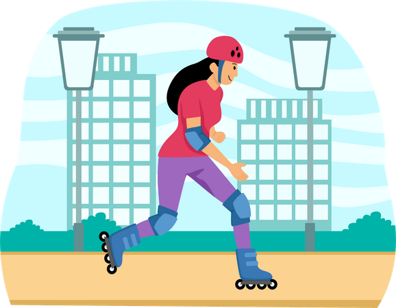 Girl Doing Skating  Illustration