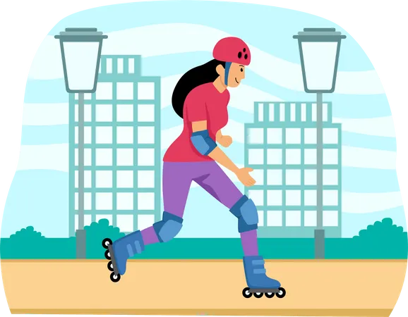 Girl Doing Skating  Illustration