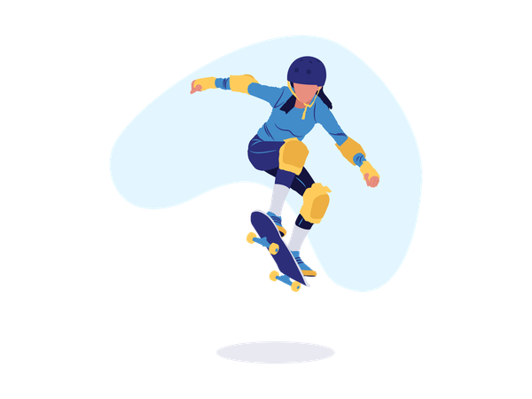Girl doing skating using skate board  Illustration