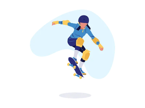 Girl doing skating using skate board  Illustration