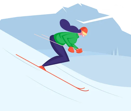 Girl doing ski riding  Illustration
