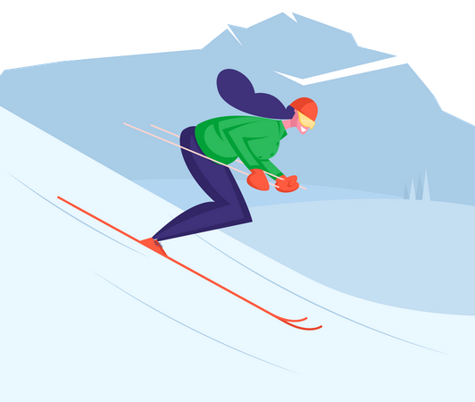 Girl doing ski riding  Illustration