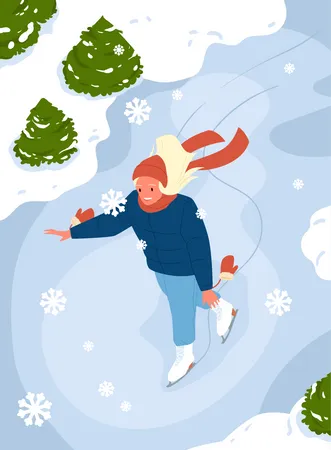 Girl doing skiing in winter  Illustration