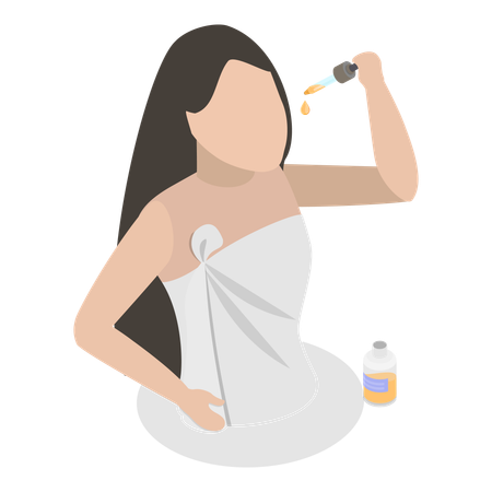 Girl doing skin care routine  イラスト