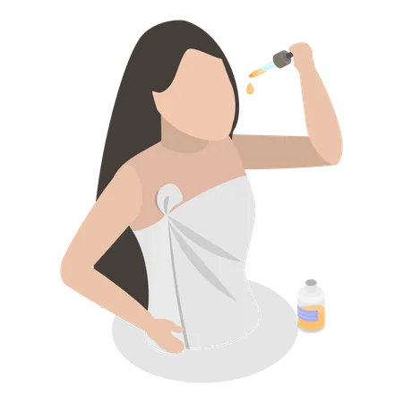 Girl doing skin care routine  イラスト