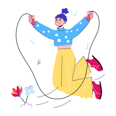 Girl doing Skipping Rope  Illustration