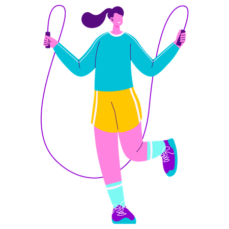 Girl doing Skipping using rope  Illustration