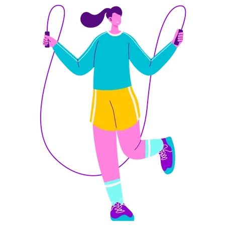 Girl doing Skipping using rope  Illustration