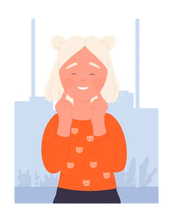 Girl Doing Smiling Gesture  Illustration