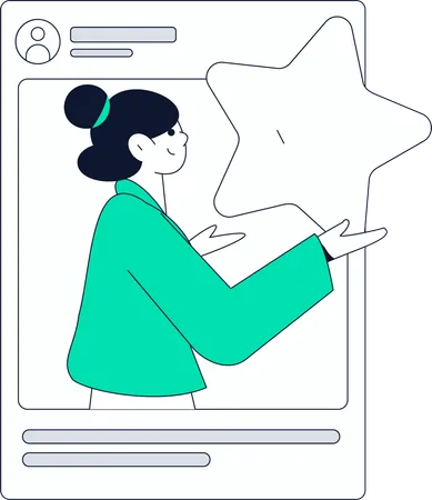 Girl doing social media communication  Illustration