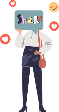 Girl doing Social media engagement  Illustration